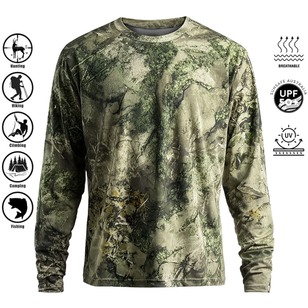 Outdoor Hunting Prints - Erkek Uzun Kollu Tişört, Polyester, 3D